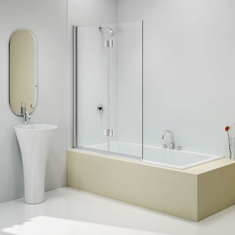 Merlyn 1500mm High x 1100mm Wide 2-Panel Folding Bath Screen - 6mm - Clear Glass - MB13