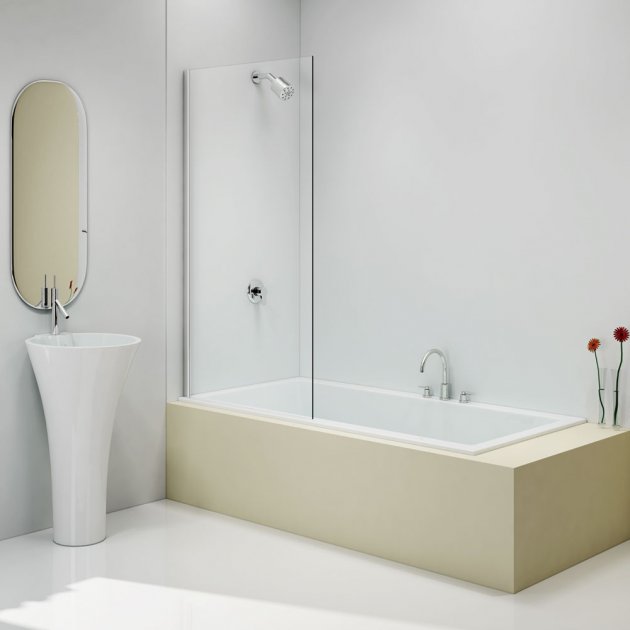 Merlyn 1500mm High x 800mm Wide Square Fixed Bath Screen - 8mm Clear Glass - MB14