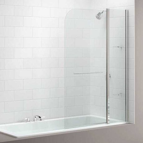 Merlyn Two Panel Round Top Hinged Bath Screen 1500mm High x 1150mm Wide - 6mm Glass - MB3
