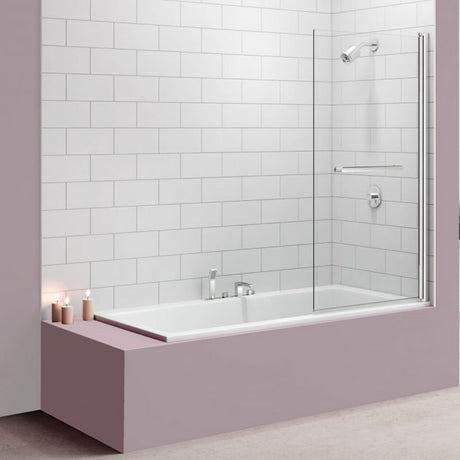 Merlyn 1500mm High x 800mm Wide Single Square Hinged Bath Screen - 8mm Clear Glass - MB10