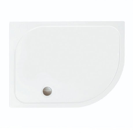 Merlyn MStone 1200mm x 900mm Right Handed Stone Resin Offset Quadrant Shower Tray with Waste - White - D129QR