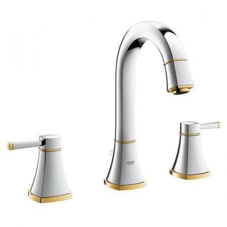 Grohe Grandera 3-Hole Basin Mixer & Pop Up Waste, M-Size Chrome / Gold - 20389IG0
