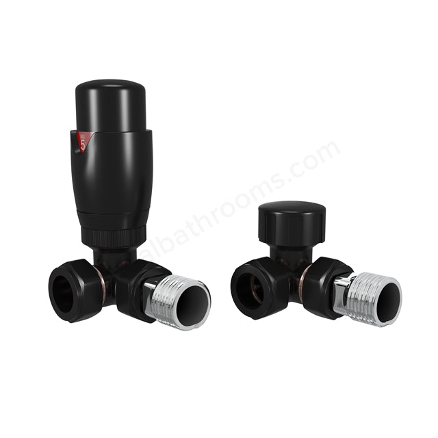 Oakham Corner Thermostatic Radiator Valve Black 