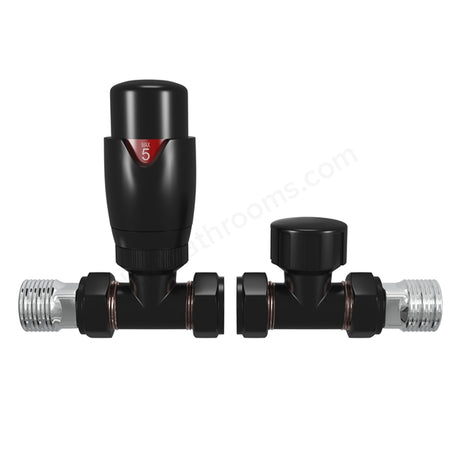 Oakham Straight Thermostatic Radiator Valve Black