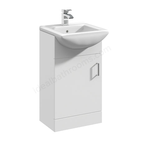 Oakham Alaska Vanity Unit & 1 Tap Hole Basin 1 Door 450mm - White