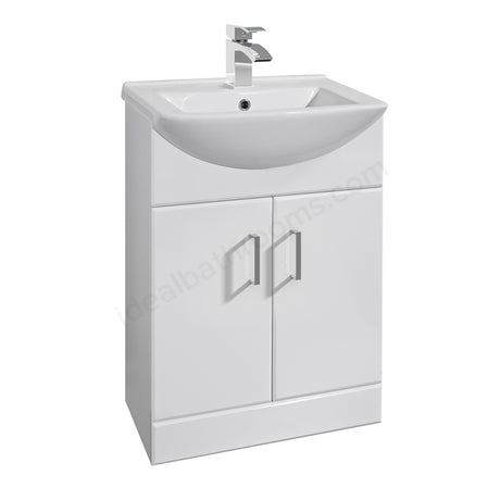 Oakham Alaska Vanity Unit & 1 Tap Hole Basin 2 Door 550mm - White