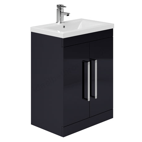 Oakham Nevada Floor standing Vanity Unit & 1 Tap Hole Basin 600mm - Indigo Gloss