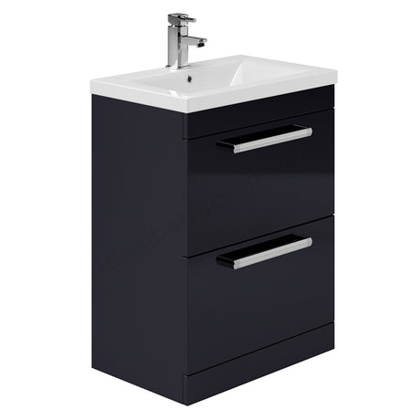 Oakham Nevada Floorstanding Vanity Unit & 1 Tap Hole Basin 600mm - Indigo Gloss