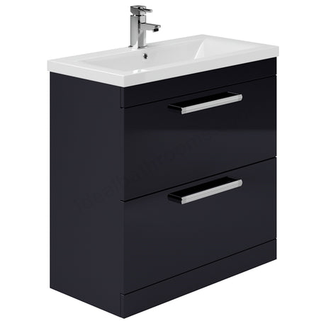 Oakham Nevada Floorstanding Vanity Unit & 1 Tap Hole Basin 800mm - Indigo Gloss