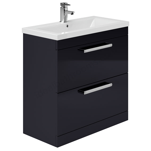 Oakham Nevada Floorstanding Vanity Unit & 1 Tap Hole Basin 800mm - Indigo Gloss