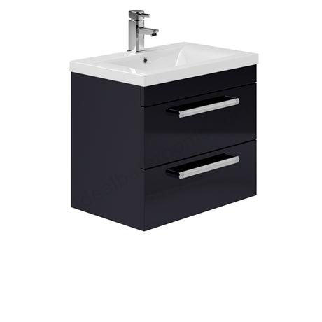 Oakham Nevada Wall Hung Vanity Unit & 1 Tap Hole Basin 600mm - Indigo Gloss
