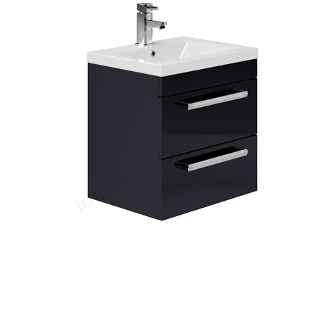 Oakham Nevada Wall Hung Vanity Unit & 1 Tap Hole Basin 500mm - Indigo Gloss