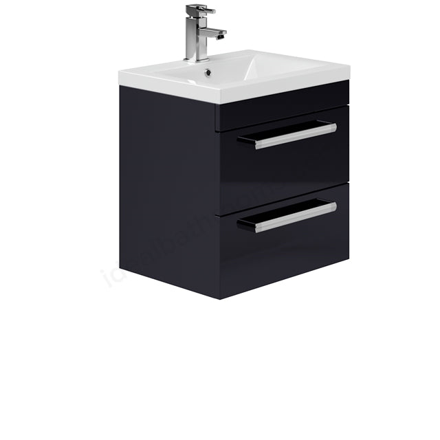 Oakham Nevada Wall Hung Vanity Unit & 1 Tap Hole Basin 500mm - Indigo Gloss