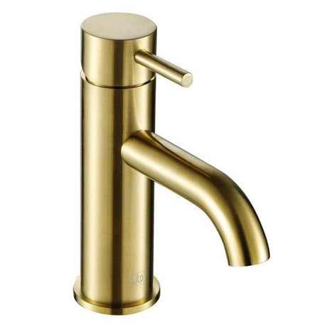 JTP Vos Single Lever brushed brass basin mixer with solid brass construction and eco-friendly water-saving feature