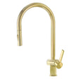 JTP Vos Single Lever Brushed Brass Kitchen Sink Mixer with pull-out spray and high-arc spout