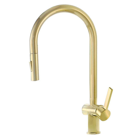 JTP Vos Single Lever Brushed Brass Kitchen Sink Mixer with Pull Out Spray - 23127BBR