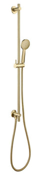 JTP VOS Slide Rail with round shower handle and flexible hose in brushed brass finish