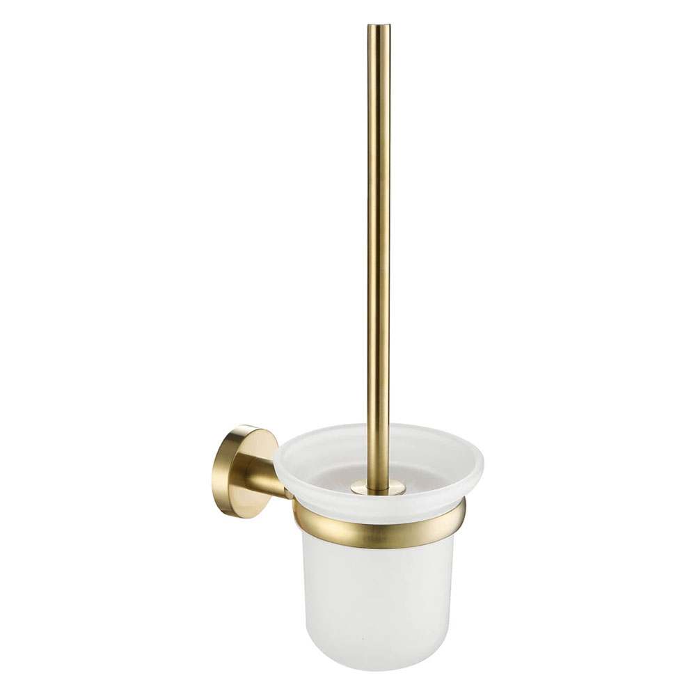 JTP Vos Toilet Brush with brushed brass holder for stylish and durable bathroom cleaning and storage
