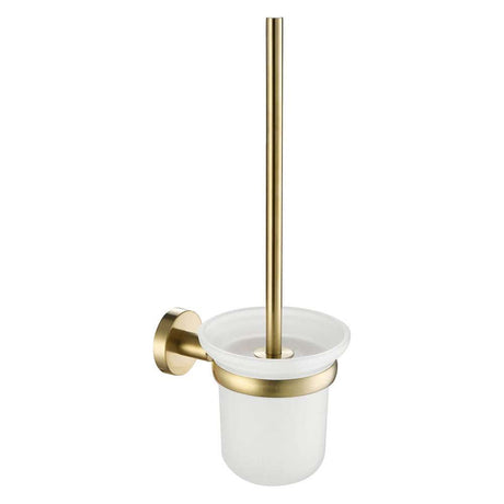 JTP Vos Toilet Brush with brushed brass holder for stylish and durable bathroom cleaning and storage