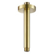 Ceiling mounted brushed brass shower arm with sleek modern design and durable brass construction