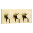 JTP Vos Triple Outlet thermostatic concealed brushed brass shower valve with horizontal design