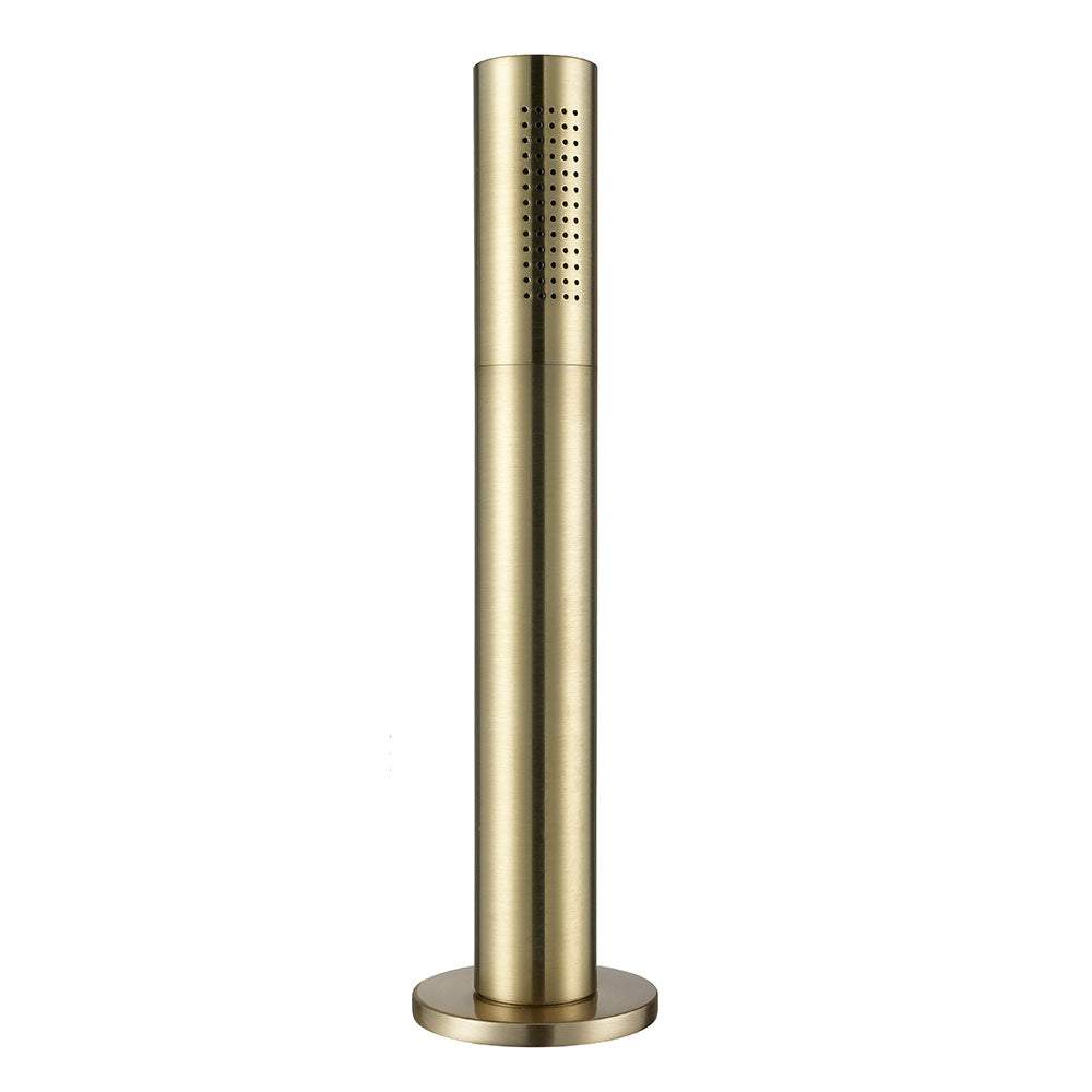 JTP Vos Pullout brushed brass bathroom handset with waste drain in sleek cylindrical design
