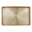 JTP Vos rectangular stainless steel countertop basin in brushed brass finish with integrated waste drainage
