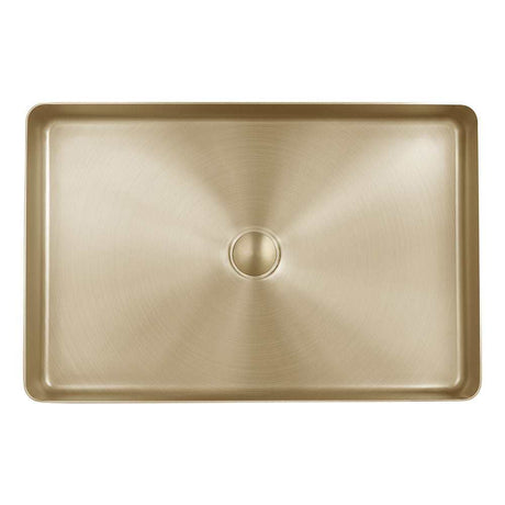 JTP Vos Rectangular Stainless Steel Counter Top Basin + Waste Brushed Brass - 23CTS520BBR