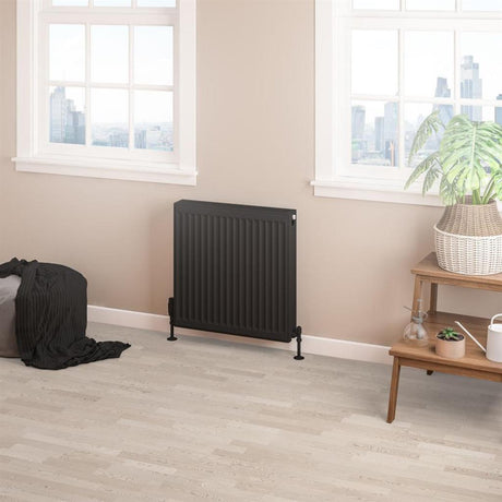 Eastbrook Type 22 Compact Panel Radiator 600mm x 600mm - Matt Black - 25.0195 - TAP 'N' SHOWER