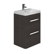 Oakham Vermont Floor Standing Vanity Unit & Basin 600mm 2 Drawer - Dark Grey - TAP 'N' SHOWER