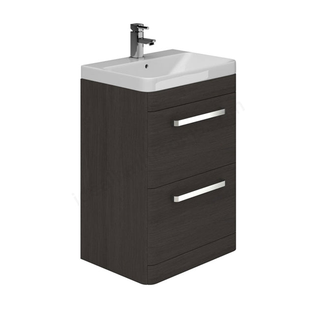 Oakham Vermont Floor Standing Vanity Unit &  Basin 600mm 2 Drawer - Dark Grey