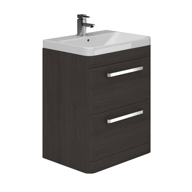 Oakham Vermont Floor Standing Vanity Unit & 1 Tap Hole Basin 800mm 2 Drawer  - Dark Grey