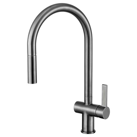 JTP Vos Single Lever Brushed Black Kitchen Sink Mixer with Pull Out Spray - 27127BBL