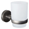JTP Vos Tumbler & Holder Brushed Black with frosted glass and sleek wall mount design for modern bathrooms