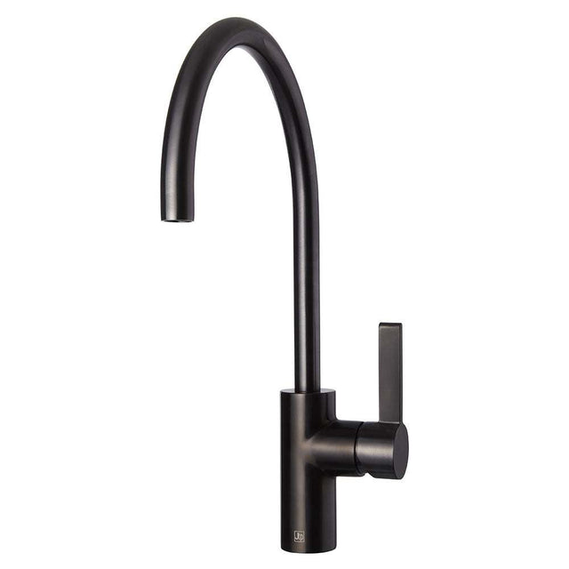 JTP Vos Single Lever black brushed kitchen sink mixer with swivel spout and single lever handle