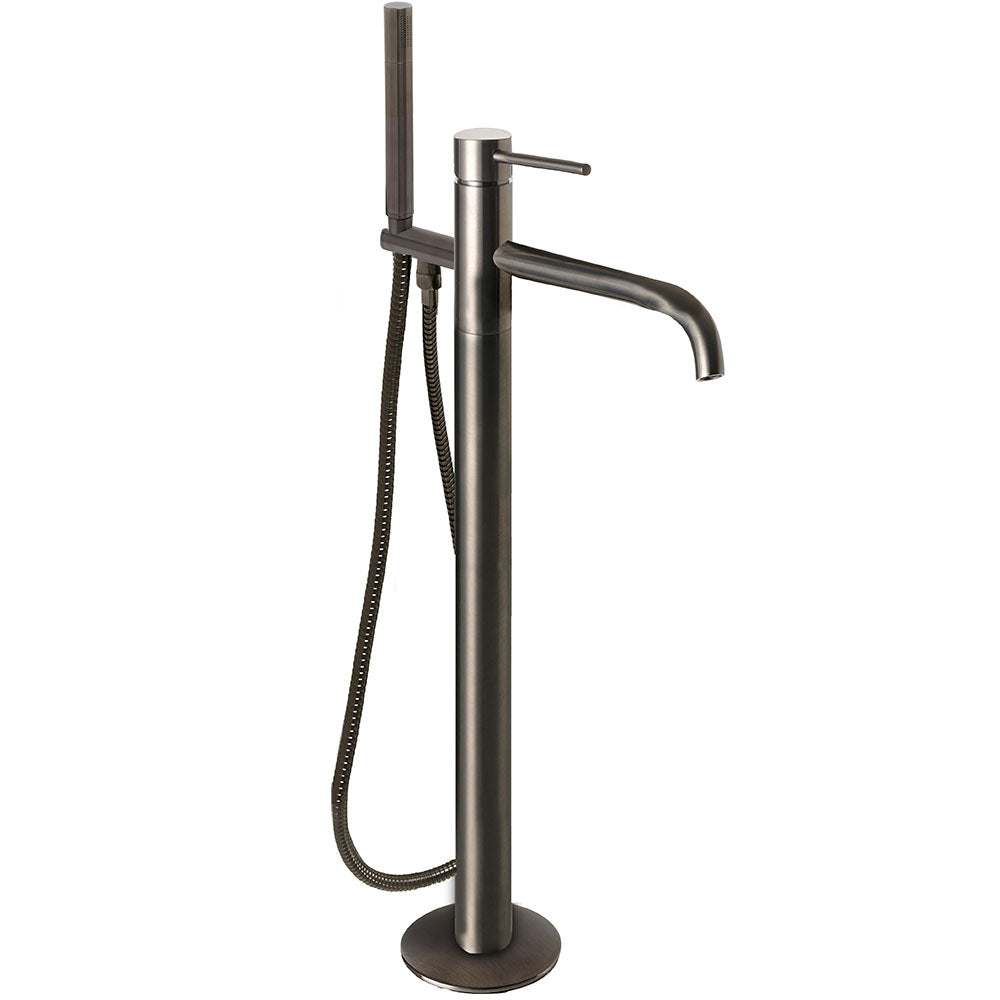 Brushed black freestanding bath shower mixer with hand shower and diverter for modern bathrooms