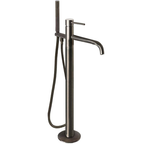 Brushed black freestanding bath shower mixer with hand shower and diverter for modern bathrooms