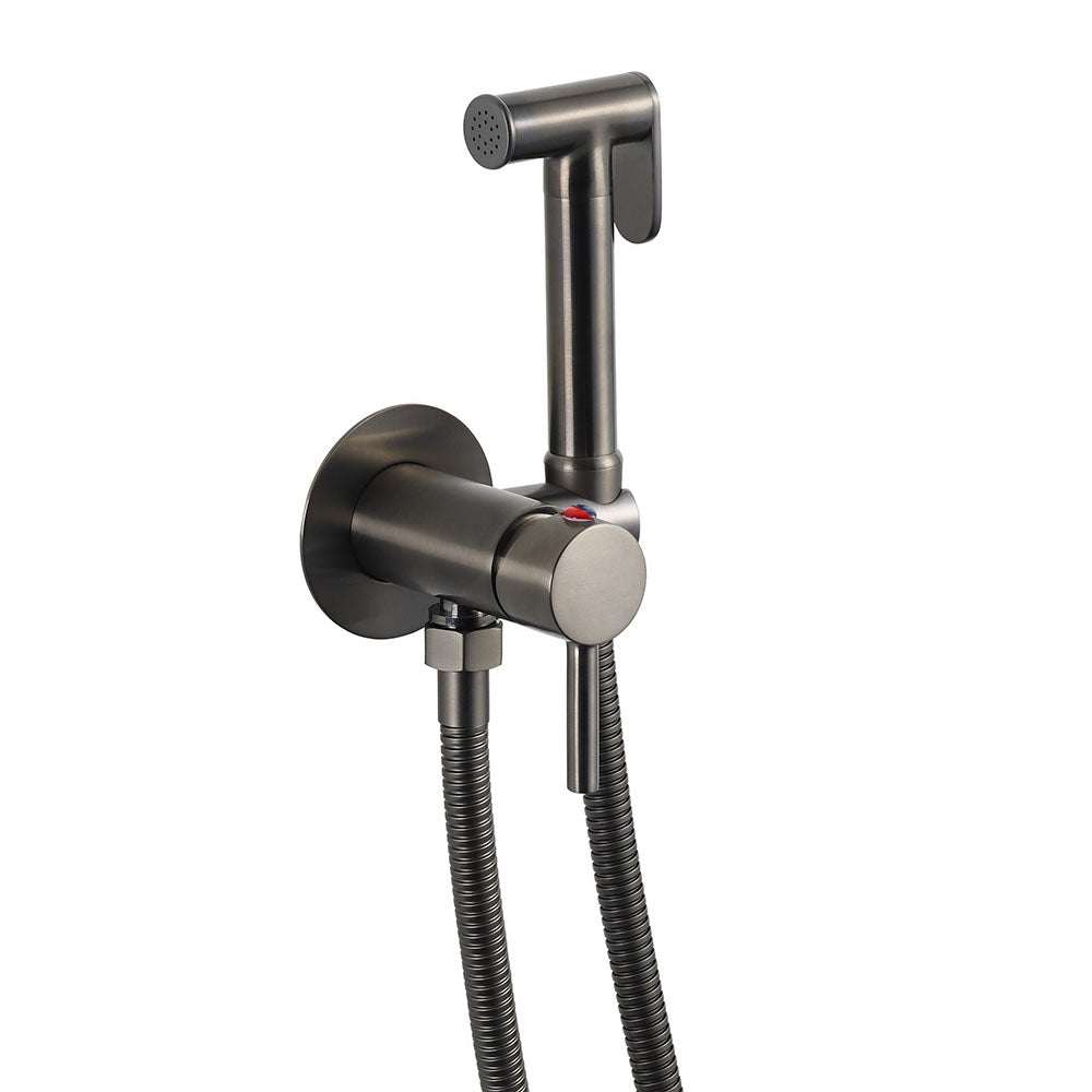 JTP Vos Douche brushed black handheld spray kit with hose and wall mount for bathroom use