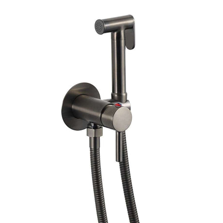 JTP Vos Douche brushed black handheld spray kit with hose and wall mount for bathroom use