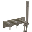 JTP Vos Twin Outlet thermostatic shower valve in brushed black with handheld showerhead and dual controls