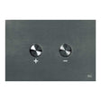 JTP Steel Pneumatic brushed black steel flush plate with dual round buttons for modern bathroom.