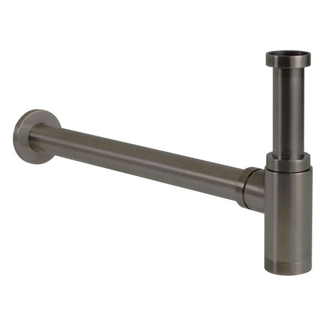 JTP Vos Basin brushed black metal bottle trap for modern bathroom basins with adjustable height and 1.25-inch connections