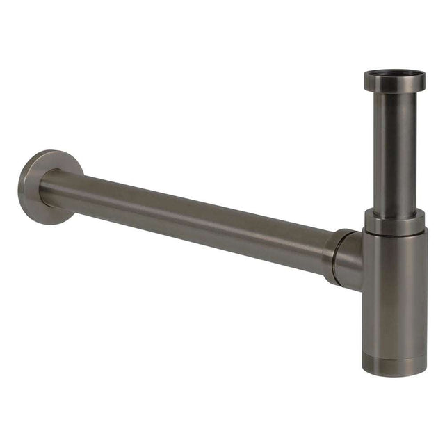 JTP Vos Basin brushed black metal bottle trap for modern bathroom basins with adjustable height and 1.25-inch connections