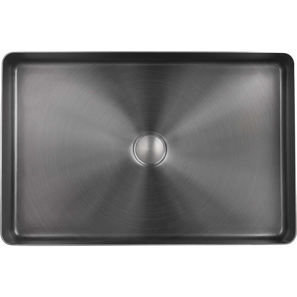 JTP Vos Rectangular brushed black stainless steel countertop basin with waste