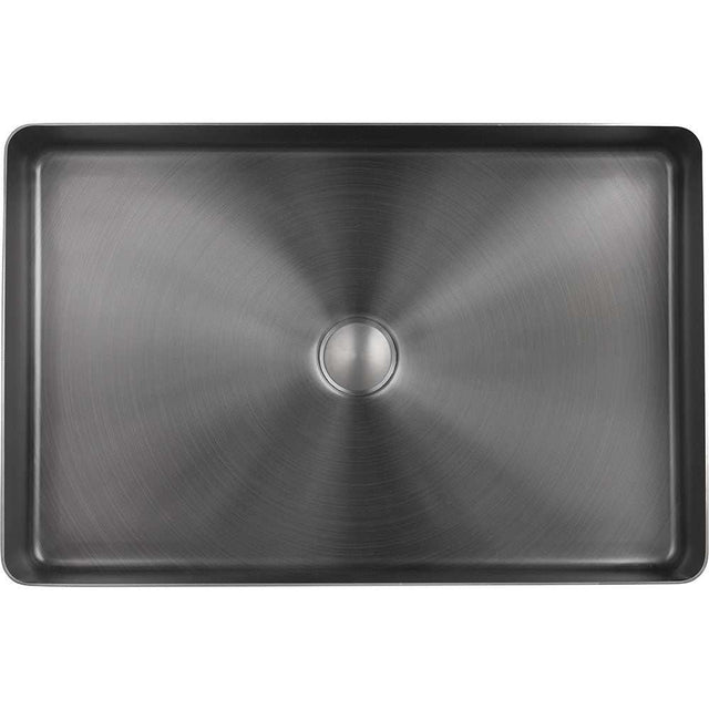 JTP Vos Rectangular brushed black stainless steel countertop basin with waste