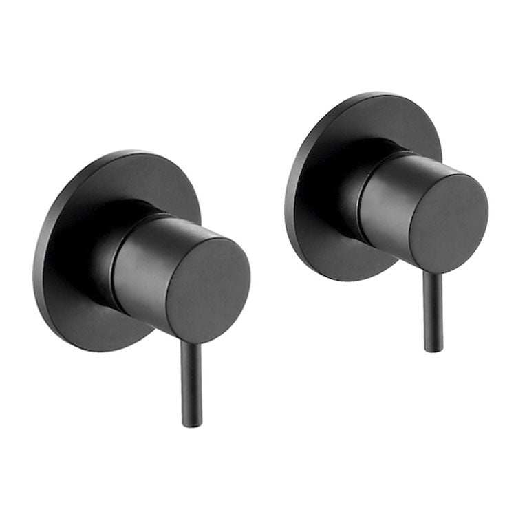 Pair of JTP Vos wall mounted side valves in matt black finish for modern bathroom decor