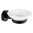 JTP Vos Soap Dish matt black wall-mounted with frosted glass bowl for modern bathroom decor
