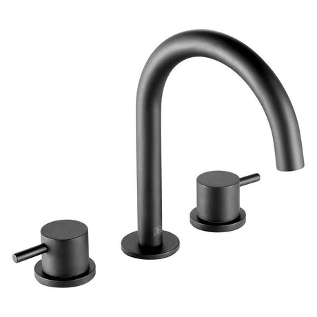 JTP Vos 3 Hole deck mounted matt black basin mixer with ceramic disc technology and adjustable water flow controls