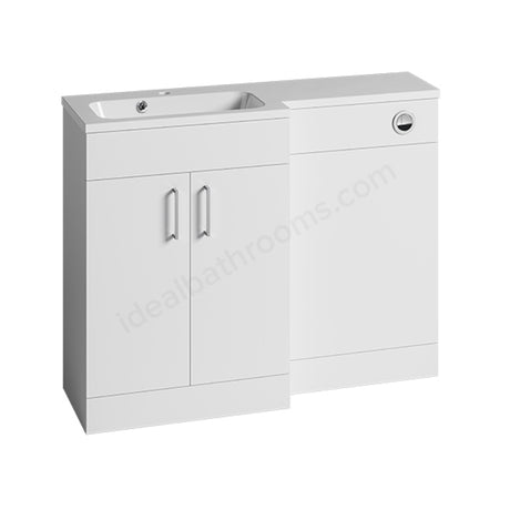 Oakham Montana Combination Basin & Toilet Vanity Unit Pack - Left Hand - 1100mm - Gloss White