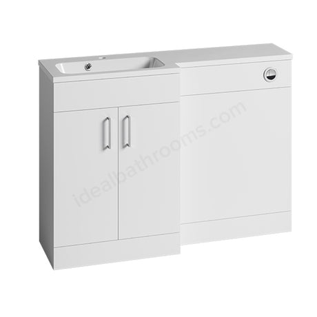 Oakham Montana Combination Basin & Toilet Vanity Unit Pack - Left Hand - 1200mm - Gloss White